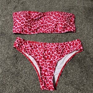 SHEIN Pink Animal Print Bikini Set